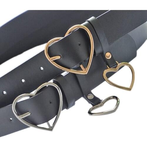 2020 Female Fashion Love Buckle Waist Belt Metal Buckle Casual PU Leather Belt Clothes Accessories For Women