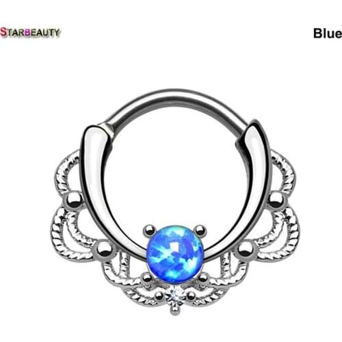 Starbeauty Royal Septum OPAL Nose Ring 16G Nose Piercings Women Ear Helix Tragus Piercing Body Jewelry Pircing Daith Piercing