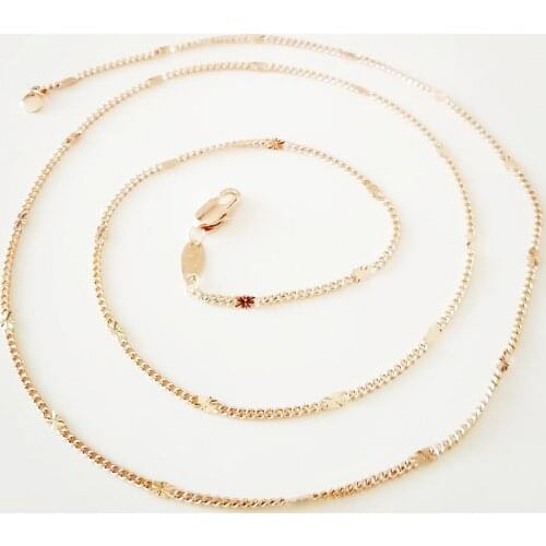 Women Necklace Jewelry New Fashion 585 Rose Gold Color Jewelry Copper 60CM Slim Long Necklace Factory Direct