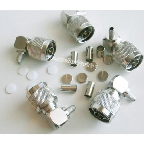 10Pcs N male right angle crimp crimp RG58 RG142 LMR195 Cable RF Adapter connector