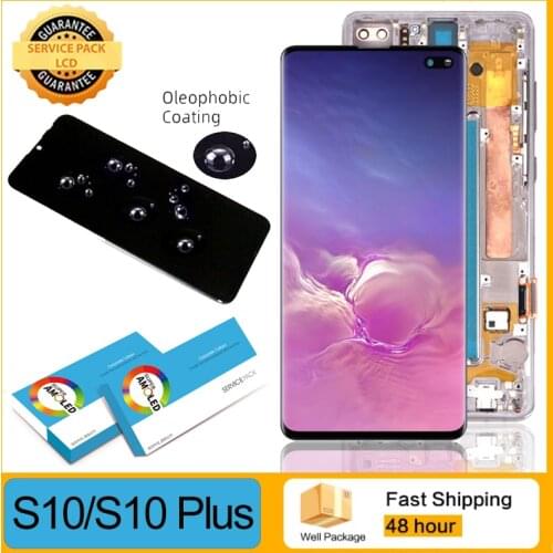 100% Original Super AMOLED LCD Display Touch Screen Digitizer For Samsung Galaxy S10 G973 G973F S10 Plus G975 G975F Repair Parts