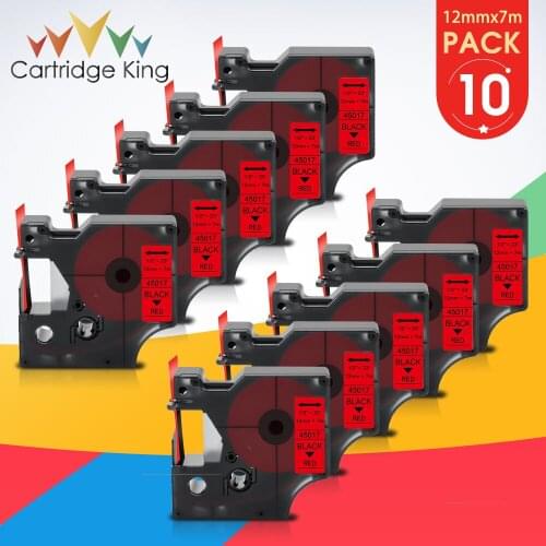 10pcs Black on Red 12mm 45017 Label Cartridge Compatible D1 Label Printer Ribbon 45013 for Dymo LabelManager Label Maker 160 280
