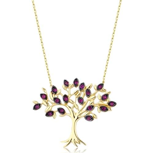 14k Gold Natural Ruby Tree of Life Necklace PN1991-19