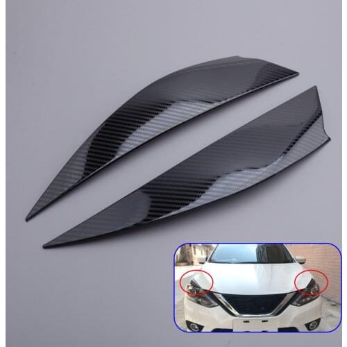 2Pcs/Set Car Front Headlight Eyebrow Eyelid Cover Moulding Styling Stainless Steel fit for Nissan Sentra 2016 2017 2018 2019