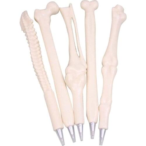 5 Pcs Novelty Bone Shape Pen 0.7MM Blue ink Ballpoint Wholesale New Gift School Office Stationery Refill Writing Supplies