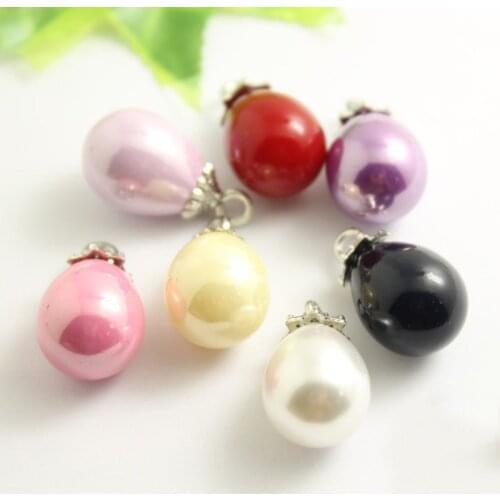 50 PCS High-End Imitation Ceramic Water Drop Pearl Buttons DIY Oval Pendant Clothing Decoration Buttons Seven Colors 13*24MM