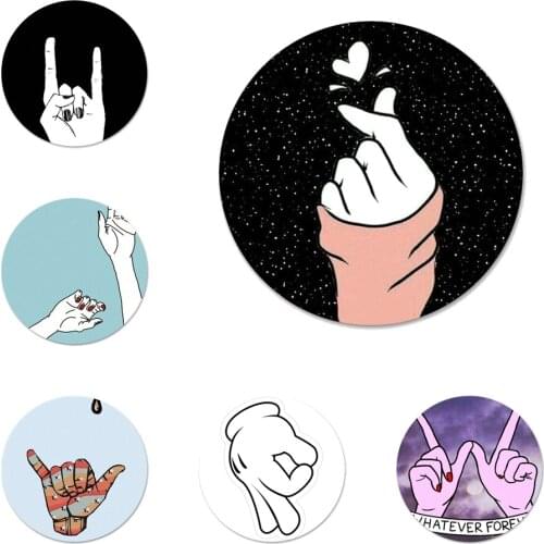 58mm Cool Cartoon Gesture Icons Pins Badge Decoration Brooches Metal Badges For Clothes Backpack Decoration