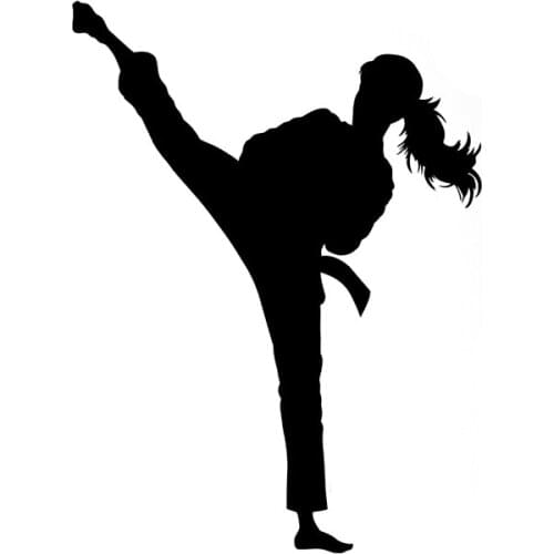 9.8CM*13.1CM Karate Kick Martial Arts Vinyl Decal Car Sticker Black/Silver S9-0151