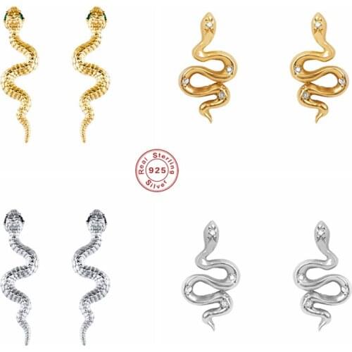 GS 925 Sterling Silver CZ Crystal Mosaic Vivid Twist Snake Stud Earrings For Women Piercing Ohrringe Pendiente Fine Jewelry Gift