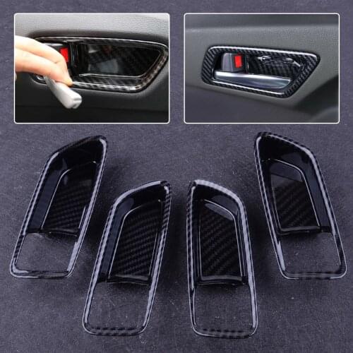 Beler 4pcs Plastic Black Carbon Fiber Texture Style Inner Door Handle Bowl Cover Trim Fit For Toyota Corolla 2020