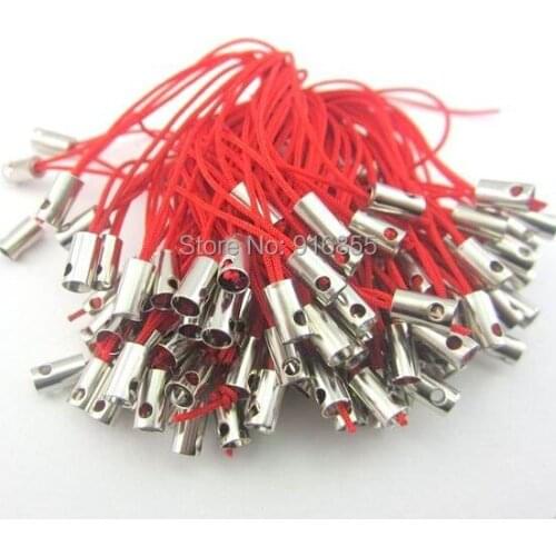 Free shipping Red color 500pcs/bag Cell/Mobile Phone Strap Lariat Lanyard Cord 6cm Jewelry Findings for Jewelry making