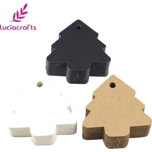 Lucia crafts 24pcs/lot 5.5*5.4cm DIY Kraft Christmas Tree Shape Hang tag Christmas Party Decor Paper Cards Gift tag I0907