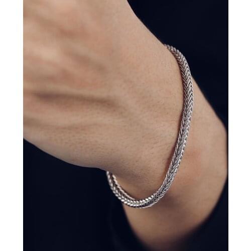 Real 925 Sterling Silver Chopin Chain Bracelets Platinum Rose Gold Color Long 21 23 CM Adjustable Wide 1.6 MM Men Women