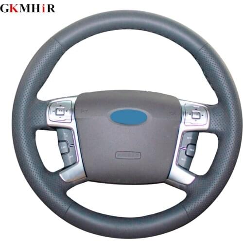 Black PU Artificial Leather Hand-stitched Car Steering Wheel Covers Case for Ford MONDEO 2007-2012 CHIA-X S-MAX 2007