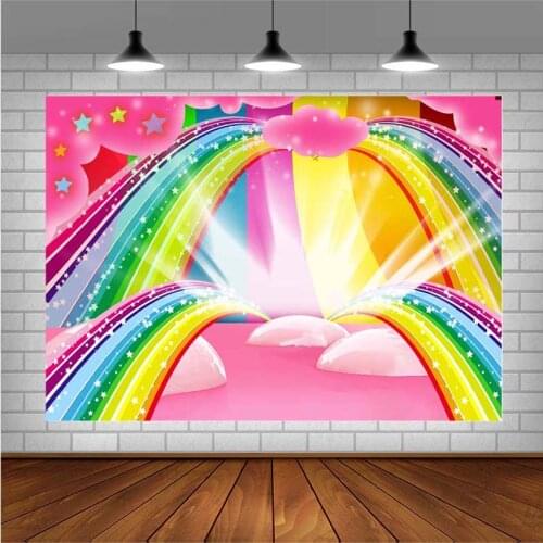 Avezano Photography Backgrounds Cartoon Rainbow River Party Banner Backdrop For Photo Studio Photocall Photozone Decor Wallpaper