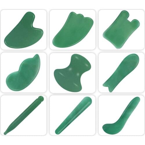 Gua Sha Board Green Aventurine Face Massage Tool China Traditional Facial SPA Acupuncture Scraping guasha Gouache Scraper