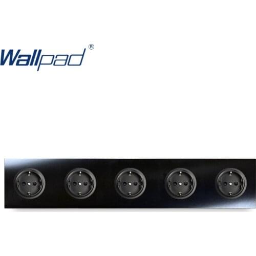 5 EU 2 Pin German Socket Wallpad Luxury Aluminum Metal Panel Electric Wall Power Socket Electrical Outlets For Home Schuko