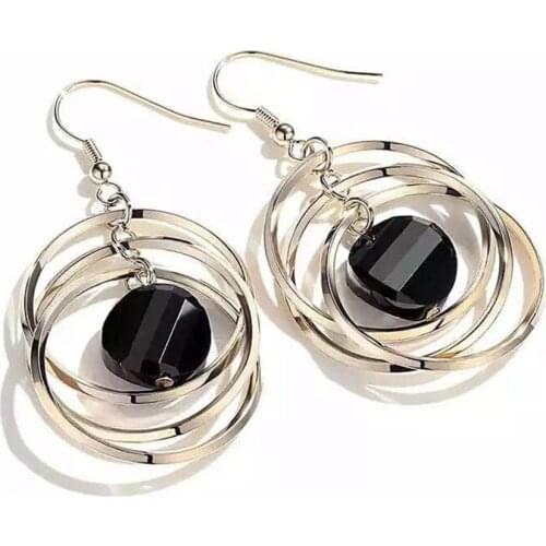 Hot Sale 6.2cm Long Swing Bright Tassel Earrings Metal Geometry Round Hanging Drop Earrings for Women Girls Fashion Jewelry