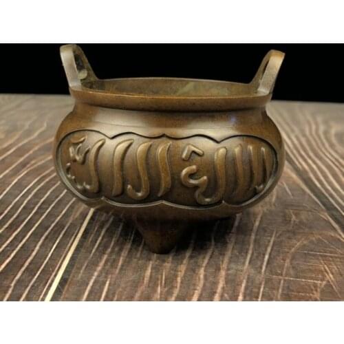 China brass three foot Incense burner crafts statue