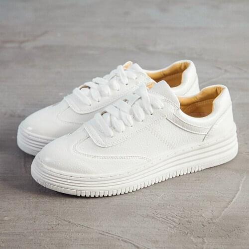 LAASIMI Women Flat Platform Shoes Fashion Pu Leather Women Chunky Sneakers Woman Lace Up Wedges Footwear Autumn Casual Flats