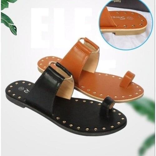 Summer Woman Slippers Plus Size 43 Flat Sandals Open Toe Fashion Rivet Outdoor Shoes Slides for Women Slippers Zapatos De Mujer