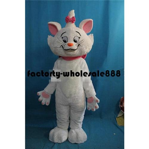 Hot White Cute Cat Mascot Cartoon Costume Aristocats Beautiful Party Fancy Dress Event Unisex Cartoon Apparel Cosplay Halloween