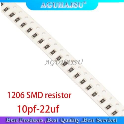 100pcs 1206 SMD Thick Film Chip Multilayer Ceramic Capacitor 10pf-22uf 10PF 22PF 1NF 10NF 100NF 10UF molewei NEW High Quality