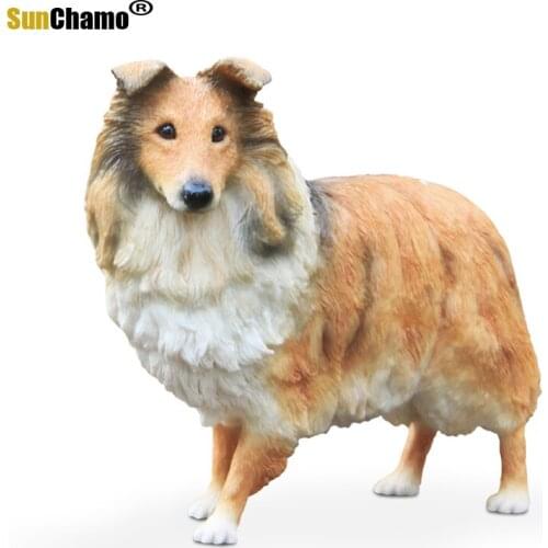 Fashion Shepherd Dog Simulation Dog Model Car Mounted Crafts Scottish Animal Furnishing Ornaments Murals Accessories Decoration