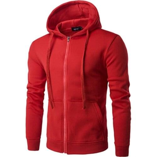 Mens Fashion Zipper Hooded Cardigan Sweater Leisure Long Sleeve Solid Color Hip Hop Pullovers Hoodie