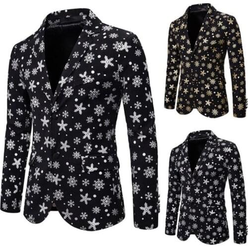 New mens suits European Christmas series youth casual snowflake gold stamping blazer рабочий костюм мужской coustume homme