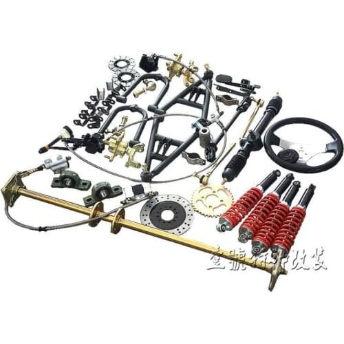 GO KART KARTING ATV 110/10MM Steering Rack Box Knuckles Tie Rod Steering Wheel Disc Rotor Sprocket Swingarms With 1M Rear Axle