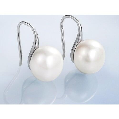 Huitan Simple Stylish Drop Earrings Women Imitation Pearl White Bridal Wedding Engagement Party Earring Elegant Korean Jewelry