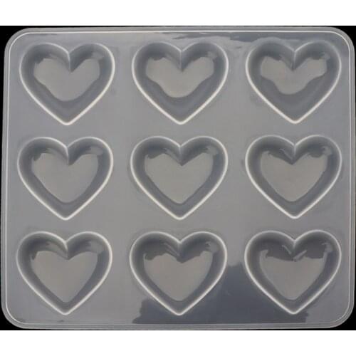 Silicone Mold 9pcs Heart DIY Epoxy Resin Crafts Jewelry Making Handmade Tools Mirror Crystal Molds Cake Fondant Chocolate