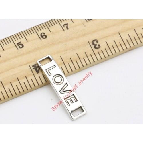 10pcs Antique Silver Plated Love Connectors Charm Pendant Jewelry Making Findings Accessories DIY Handmade Craft 28x7mm