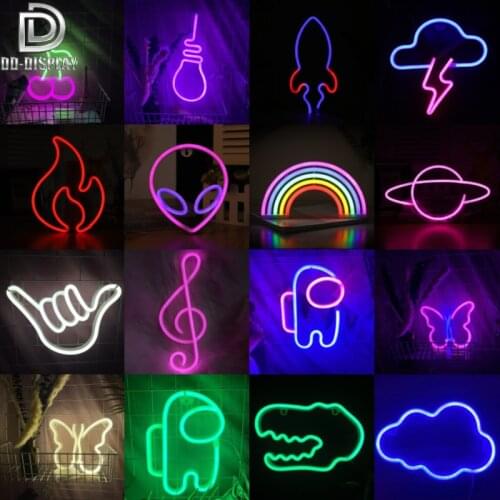 DD Room Decor Led Neon Lights Sign Modeling Lamp Party Events Decoration USB Battery Powered Bedroom Layout Creative Light
