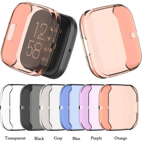 Ultra-thin Soft Transparent TPU All-inclusive Case Cover For Fitbit Versa 2 Smart Watch Full Coverage Protector Silicone Cases