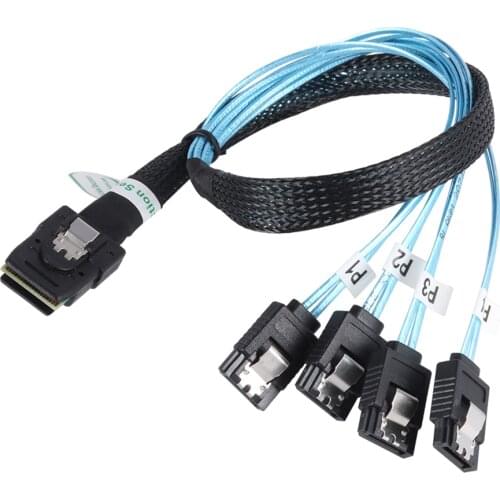 Internal Mini SAS SFF-8087 36-Pin Male to 4 SATA 7-Pin Female Forward Breakout Cable Hard Drive Splitter Cable