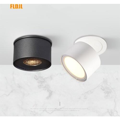 Dimmable embedded foldable rotating downlight 7W/12W COB LED ceiling spotlight AC85~220V LED backlight indoor lighting