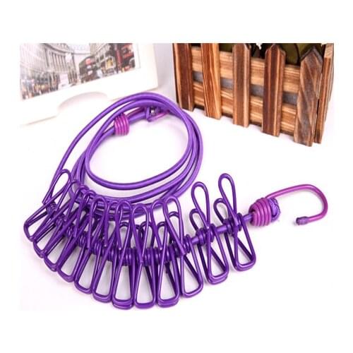 High quality elastic clothes line laundry folder windproof metal windproof underwear socks clip 12 Pcs Washing Line Hangers