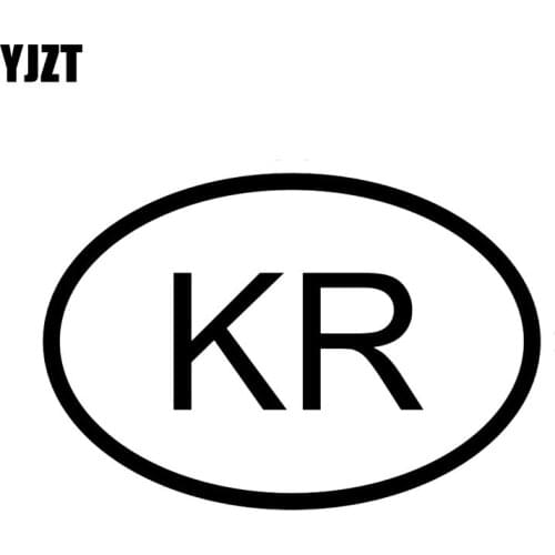 YJZT 14CM*9.5CM KR SOUTH KOREA COUNTRY CODE OVAL VINYL DECAL CAR STICKER Black Silver C10-01336