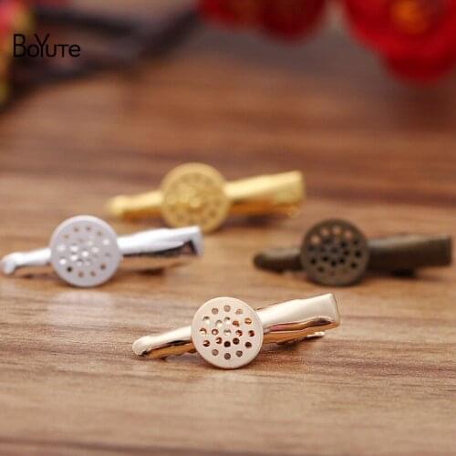 BoYuTe (50 Pieces/Lot) 12MM Flat Base Hair clips Settings Vintage Diy Hand Made Hair Accessories Wholesale