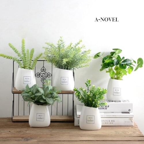 Artificial Flower Fake Grass Plant Bonsai Succulent Small Bonsai Ornaments Home Living Room Coffee Table Indoor Decoration Green