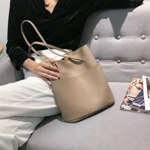 Big Capacity Ladies Softshell Leather Totes Handbag Women Casual Shoulder Composite Bag Packing Vintage Bucket Shopping Bags