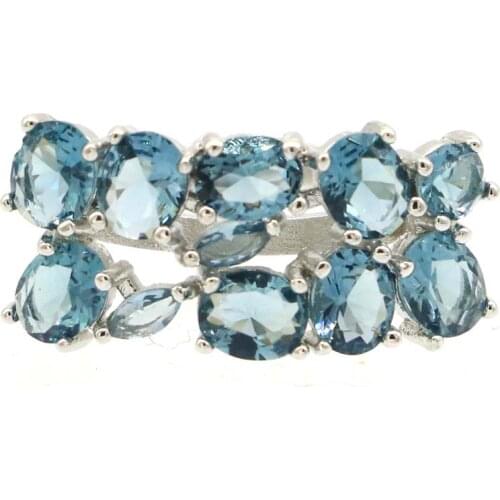 23x21mm Anniversary 5.3g Raspberry Rhodolite Garnet White CZ Ladies Bride Weddings 925 Sterling Silver Rings Eye Catching