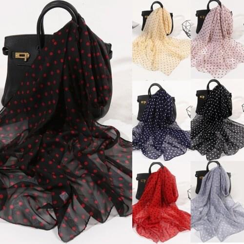 Women Chiffon Shawls Female Pareo Beach Towels Summer Autumn Printed Dots Fashion Muslim Hijab Silk Wrap Cape Scarves#p3