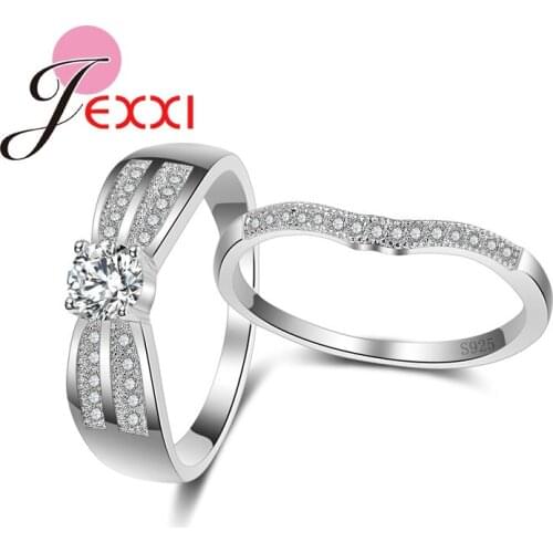 New Fashion Classic 100% 925 Sterling Silver Wedding Ring CZ Ziron Jewelry Party Engagement Rings for Women Gift