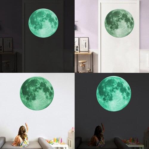 1PC 3D Luminous Moon Wall Sticker Glow In The Dark Living Room Bedroom Decoration Fluorescent Sticker Home Art Kids Room Decals