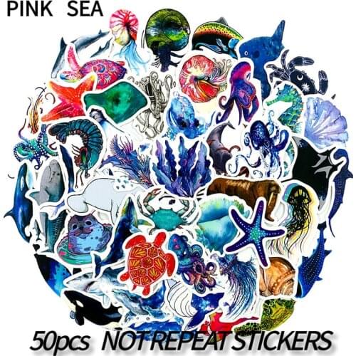 10/30/50 pcs/set Cute Blue Sea Marine Animals Graffiti Stickers For Suitcase Luggage Laptop Skateboard Motorcycle Toy sticker