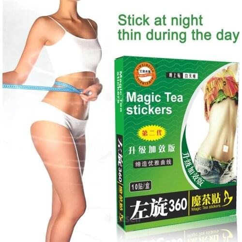 10pcs/Box Magic Tea Stickers Slim Navel Stick Slimming Patch Cream Burning Fat Patch Anti-cellulite Lose Weight Health Care