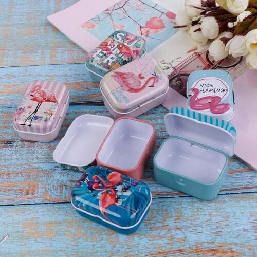 2020 Portable Mini Flamingo Metal Rectangle Round Pill Box Drug Holder Medicine Tablet Capsule Box Container Storage Travel